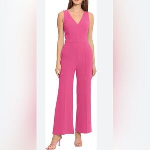 Maggy London NWOT electric pink princess seam jumpsuit